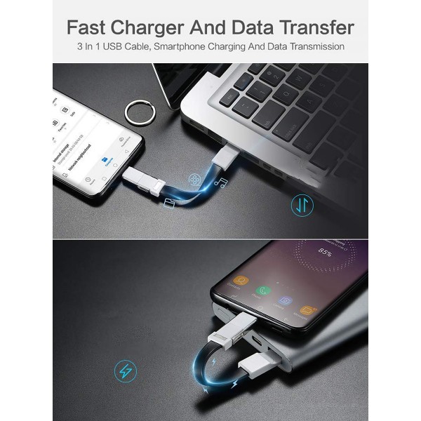 Keychain Charger IOS Type C Micro USB 3 in 1 Multi Fast Charging Cable Portable Travel Charging Cord Magnetic Contingency Spare Charged Cable for iphone ios Android All Smartphones Keychain Charger IOS Type C Micro USB 3 in 1 Multi Fast Charging Cable Portable Travel Charging Cord Magnetic Contingency Spare Charged Cable for iphone ios Android All Smartphones