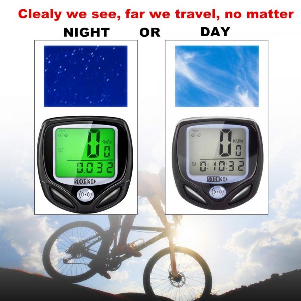 SOON GO Bike Speedometer, Bicycle Speedometer Wireless Bike Computer Waterproof Bike Odometer Speedometer Accurate Speed Tracking & Multi-Function with Cycling Taillight SOON GO Bike Speedometer, Bicycle Speedometer Wireless Bike Computer Waterproof Bike Odometer Speedometer Accurate Speed Tracking & Multi-Function with Cycling Taillight