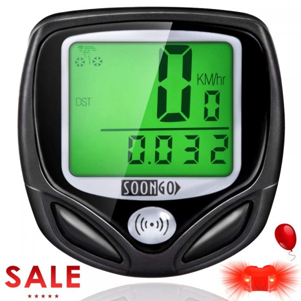 SOON GO Bike Speedometer, Bicycle Speedometer Wireless Bike Computer Waterproof Bike Odometer Speedometer Accurate Speed Tracking & Multi-Function with Cycling Taillight SOON GO Bike Speedometer, Bicycle Speedometer Wireless Bike Computer Waterproof Bike Odometer Speedometer Accurate Speed Tracking & Multi-Function with Cycling Taillight