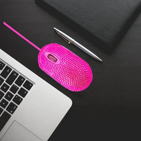 USB Optical Wired Mini Computer Mouse with Crystal Bling Rhinestone 7 Color Lights Mouse for Small Hands(Pink) USB Optical Wired Mini Computer Mouse with Crystal Bling Rhinestone 7 Color Lights Mouse for Small Hands(Pink)