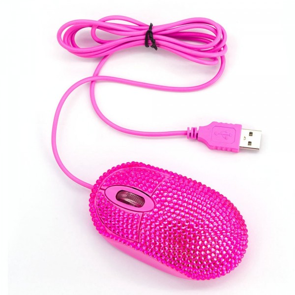 USB Optical Wired Mini Computer Mouse with Crystal Bling Rhinestone 7 Color Lights Mouse for Small Hands(Pink) USB Optical Wired Mini Computer Mouse with Crystal Bling Rhinestone 7 Color Lights Mouse for Small Hands(Pink)