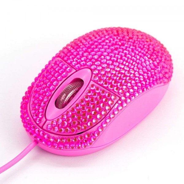 USB Optical Wired Mini Computer Mouse with Crystal Bling Rhinestone 7 Color Lights Mouse for Small Hands(Pink) USB Optical Wired Mini Computer Mouse with Crystal Bling Rhinestone 7 Color Lights Mouse for Small Hands(Pink)