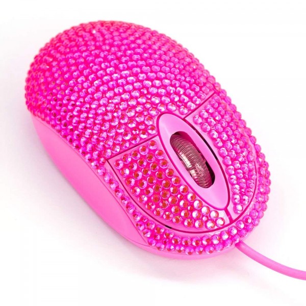 USB Optical Wired Mini Computer Mouse with Crystal Bling Rhinestone 7 Color Lights Mouse for Small Hands(Pink) USB Optical Wired Mini Computer Mouse with Crystal Bling Rhinestone 7 Color Lights Mouse for Small Hands(Pink)