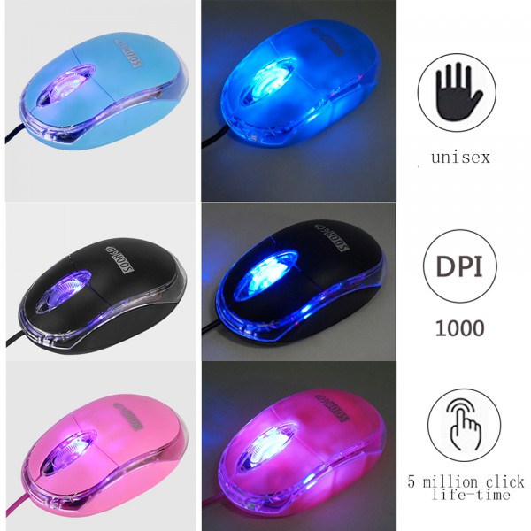 Mini Optical Wired Ergonomic Mouse LED Light Computer Notebook Laptop Mice for Children and Lady by SOONGO Mini Optical Wired Ergonomic Mouse LED Light Computer Notebook Laptop Mice for Children and Lady by SOONGO
