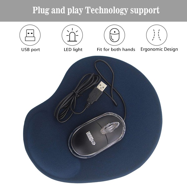 Mini Optical Wired Ergonomic Mouse LED Light Computer Notebook Laptop Mice for Children and Lady by SOONGO Mini Optical Wired Ergonomic Mouse LED Light Computer Notebook Laptop Mice for Children and Lady by SOONGO