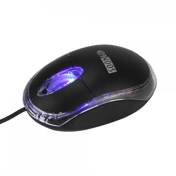 Mini Optical Wired Ergonomic Mouse LED Light Computer Notebook Laptop Mice for Children and Lady by SOONGO Mini Optical Wired Ergonomic Mouse LED Light Computer Notebook Laptop Mice for Children and Lady by SOONGO
