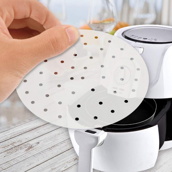 Air Fryer Liners 9 Inch 100pcs With Holes Parchmen Baking Paper Bamboo Steamer Anti-stick Waterproof 100% Pure Raw Wood Pulp FDA certification Perfect For All Air Fryers Air Fryer Liners 9 Inch 100pcs With Holes Parchmen Baking Paper Bamboo Steamer Anti-stick Waterproof 100% Pure Raw Wood Pulp FDA certification Perfect For All Air Fryers