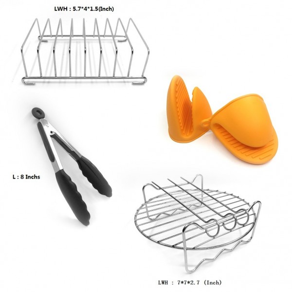 Universal Air Fryer Accessories 7 Inch Pizza Pan Cake Barrel Skewer Rack Silicone Mat Kitchen Tong Metal Holder Toast Rack Pinch Mitts Fit All 3.7QT/5.3QT/5.8QT Universal Air Fryer Accessories 7 Inch Pizza Pan Cake Barrel Skewer Rack Silicone Mat Kitchen Tong Metal Holder Toast Rack Pinch Mitts Fit All 3.7QT/5.3QT/5.8QT