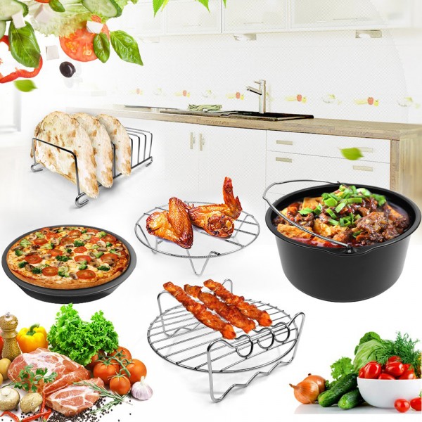 Universal Air Fryer Accessories 7 Inch Pizza Pan Cake Barrel Skewer Rack Silicone Mat Kitchen Tong Metal Holder Toast Rack Pinch Mitts Fit All 3.7QT/5.3QT/5.8QT Universal Air Fryer Accessories 7 Inch Pizza Pan Cake Barrel Skewer Rack Silicone Mat Kitchen Tong Metal Holder Toast Rack Pinch Mitts Fit All 3.7QT/5.3QT/5.8QT