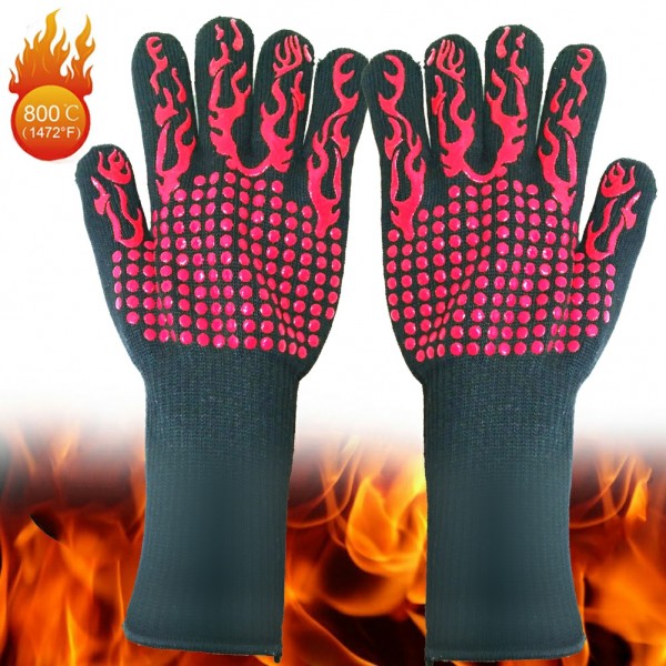 BBQ Grill Gloves, 1472°F Extreme Heat Resistant Gloves Non-Slip Insulated Oven Mitts Potholder Perfect for Barbecue Grilling Cooking Baking Kitchen Smokers 1 Pair BBQ Grill Gloves, 1472°F Extreme Heat Resistant Gloves Non-Slip Insulated Oven Mitts Potholder Perfect for Barbecue Grilling Cooking Baking Kitchen Smokers 1 Pair