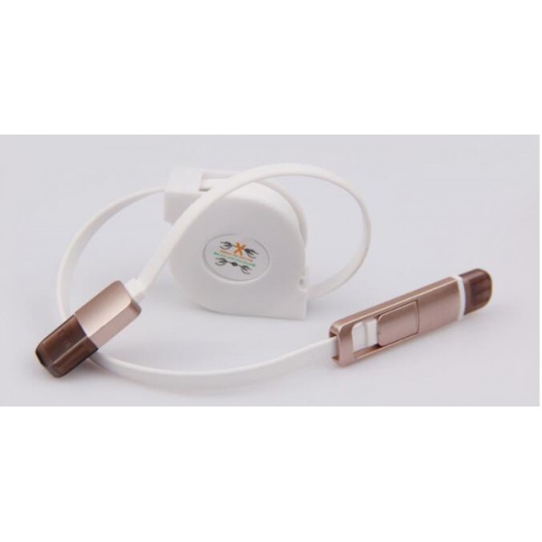 Retractable Flexible Universal Apple lightning Android micro USB 2 in 1 Retractable Data Charger Cable Cord for iPhone Android Retractable Flexible Universal Apple lightning Android micro USB 2 in 1 Retractable Data Charger Cable Cord for iPhone Android