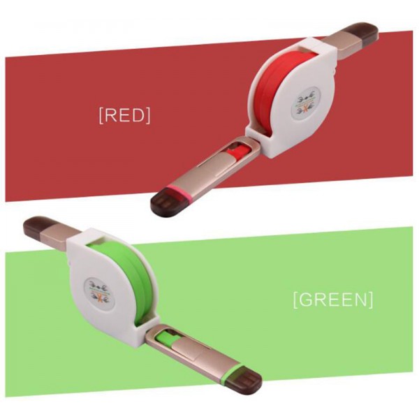 Retractable Flexible Universal Apple lightning Android micro USB 2 in 1 Retractable Data Charger Cable Cord for iPhone Android Retractable Flexible Universal Apple lightning Android micro USB 2 in 1 Retractable Data Charger Cable Cord for iPhone Android