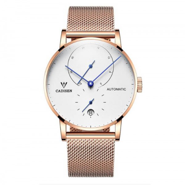 Automatic Mens Stainless Steel Wrist Watch with Calendar Multifunctional Strap Milanese Mesh Automatic Mens Stainless Steel Wrist Watch with Calendar Multifunctional Strap Milanese Mesh