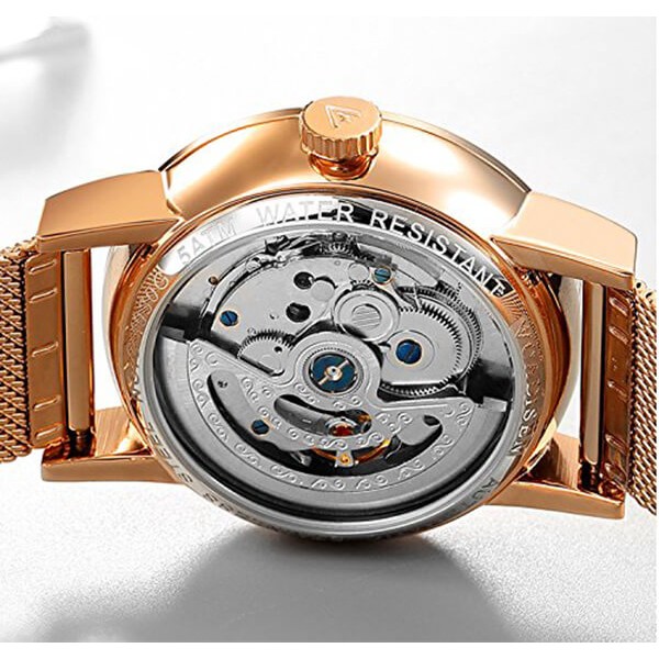 Automatic Mens Stainless Steel Wrist Watch with Calendar Multifunctional Strap Milanese Mesh Automatic Mens Stainless Steel Wrist Watch with Calendar Multifunctional Strap Milanese Mesh