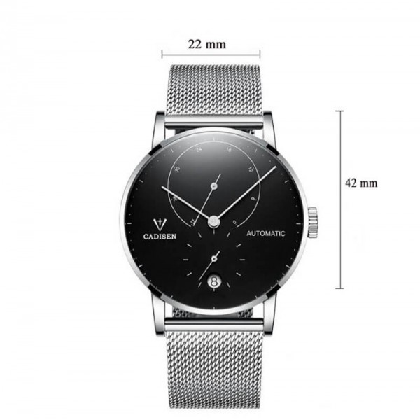 Automatic Mens Stainless Steel Wrist Watch with Calendar Multifunctional Strap Milanese Mesh Automatic Mens Stainless Steel Wrist Watch with Calendar Multifunctional Strap Milanese Mesh