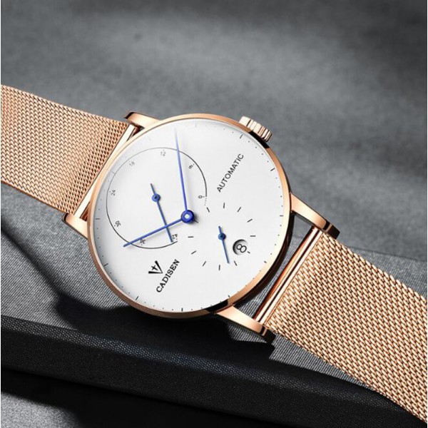 Automatic Mens Stainless Steel Wrist Watch with Calendar Multifunctional Strap Milanese Mesh Automatic Mens Stainless Steel Wrist Watch with Calendar Multifunctional Strap Milanese Mesh