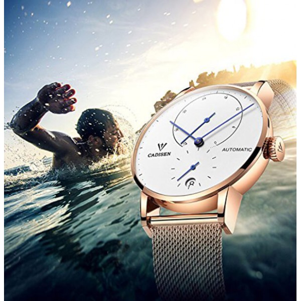 Automatic Mens Stainless Steel Wrist Watch with Calendar Multifunctional Strap Milanese Mesh Automatic Mens Stainless Steel Wrist Watch with Calendar Multifunctional Strap Milanese Mesh