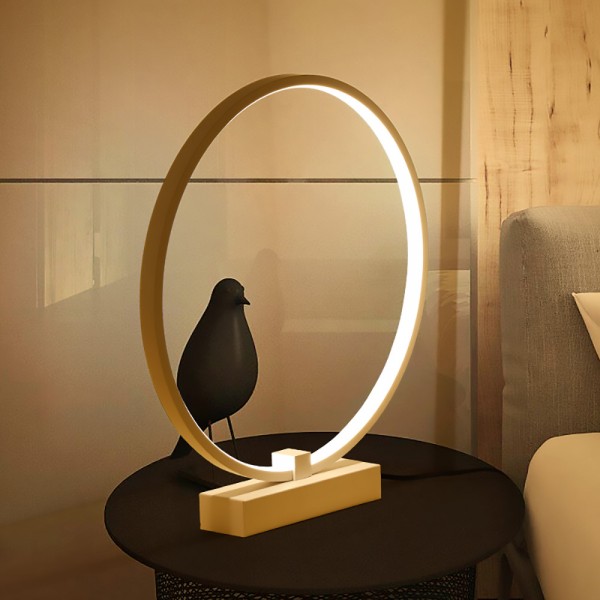 Circle - LED Modern Bedroom Nightstand Lamp - Super Bright Bedside Table Reading Light, Dimmable To Night Light - Great On Side & End Tables Circle - LED Modern Bedroom Nightstand Lamp - Super Bright Bedside Table Reading Light, Dimmable To Night Light - Great On Side & End Tables