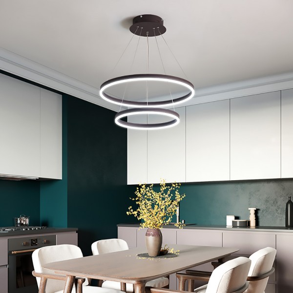 Modern LED Ring Chandeliers Acrylic Round Shape Pendant Light Fixture, Adjustable LED Ceiling Fixture with 1- 4 Ring, Round Shape Chandeliers for Bedroom, Living Room, Dining Room and Kitchen Island, with Non-pole Dimming Intelligent Control Modern LED Ring Chandeliers Acrylic Round Shape Pendant Light Fixture, Adjustable LED Ceiling Fixture with 1- 4 Ring, Round Shape Chandeliers for Bedroom, Living Room, Dining Room and Kitchen Island, with Non-pole Dimming Intelligent Control