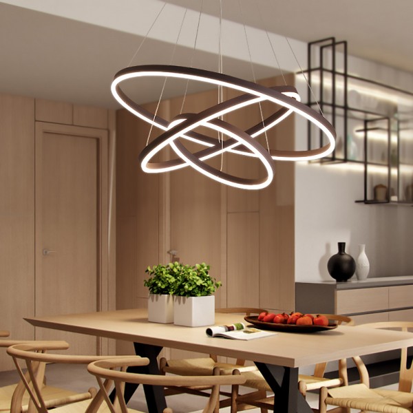 Modern LED Ring Chandeliers Acrylic Round Shape Pendant Light Fixture, Adjustable LED Ceiling Fixture with 1- 4 Ring, Round Shape Chandeliers for Bedroom, Living Room, Dining Room and Kitchen Island, with Non-pole Dimming Intelligent Control Modern LED Ring Chandeliers Acrylic Round Shape Pendant Light Fixture, Adjustable LED Ceiling Fixture with 1- 4 Ring, Round Shape Chandeliers for Bedroom, Living Room, Dining Room and Kitchen Island, with Non-pole Dimming Intelligent Control