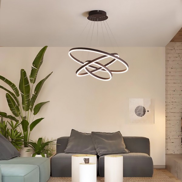 Modern LED Ring Chandeliers Acrylic Round Shape Pendant Light Fixture, Adjustable LED Ceiling Fixture with 1- 4 Ring, Round Shape Chandeliers for Bedroom, Living Room, Dining Room and Kitchen Island, with Non-pole Dimming Intelligent Control Modern LED Ring Chandeliers Acrylic Round Shape Pendant Light Fixture, Adjustable LED Ceiling Fixture with 1- 4 Ring, Round Shape Chandeliers for Bedroom, Living Room, Dining Room and Kitchen Island, with Non-pole Dimming Intelligent Control
