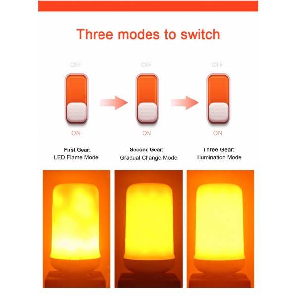 SOONGO Flame Bulb, LED Flame Effect Fire Light Bulbs, 4 Modes, E26 Standard Base, 90cs LED Flame Light, Atmosphere Lighting, Decorative Light for Halloween, and Party (1Pack) SOONGO Flame Bulb, LED Flame Effect Fire Light Bulbs, 4 Modes, E26 Standard Base, 90cs LED Flame Light, Atmosphere Lighting, Decorative Light for Halloween, and Party (1Pack)