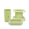 Bamboo Fiber Plastic Bathroom Accessory Set, Bath Accessory Set With Stylish Lotion Bottle, Toothbrush Holder, Tumbler And Soap Dish Bamboo Fiber Plastic Bathroom Accessory Set, Bath Accessory Set With Stylish Lotion Bottle, Toothbrush Holder, Tumbler And Soap Dish