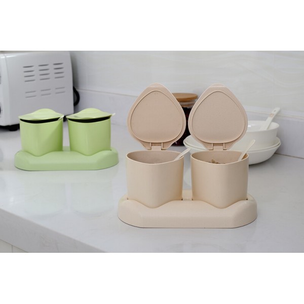 Bamboo Fiber Kitchen supplies Plastic Seasoning Box Set, Seasoning Set, Salt Sugar Spice Pepper Condiment Container Kitchen Cruet Seasonings Tools Bamboo Fiber Kitchen supplies Plastic Seasoning Box Set, Seasoning Set, Salt Sugar Spice Pepper Condiment Container Kitchen Cruet Seasonings Tools