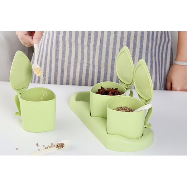 Bamboo Fiber Kitchen supplies Plastic Seasoning Box Set, Seasoning Set, Salt Sugar Spice Pepper Condiment Container Kitchen Cruet Seasonings Tools Bamboo Fiber Kitchen supplies Plastic Seasoning Box Set, Seasoning Set, Salt Sugar Spice Pepper Condiment Container Kitchen Cruet Seasonings Tools