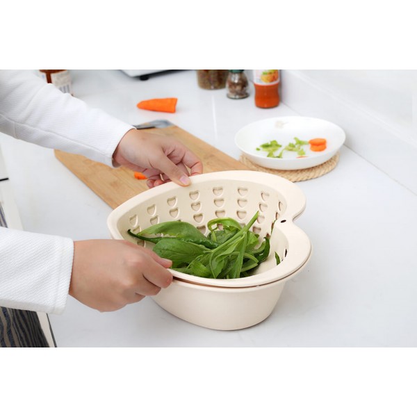 Bamboo Fiber Plastic 2-in-1 Multifunction Colander Strainer Double Drain Basket Wash Fruit Washing Artifact Dish Basket Sink Kitchen Modern Living Room Creative Household Fruit Plate Bamboo Fiber Plastic 2-in-1 Multifunction Colander Strainer Double Drain Basket Wash Fruit Washing Artifact Dish Basket Sink Kitchen Modern Living Room Creative Household Fruit Plate