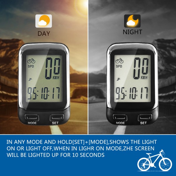 SOON GO Bike Computer Wireless Waterproof MPH&KM Cycle Speedometer Multifunctional Bicycle Accessories Large LCD Display Backlight SOON GO Bike Computer Wireless Waterproof MPH&KM Cycle Speedometer Multifunctional Bicycle Accessories Large LCD Display Backlight