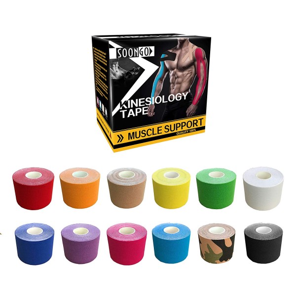 Kinesiology Tape 2 Inch x 16 Foot Physio Relieve Muscle Soreness and Strain Shoulders Wrists Knees Ankles Elastic Waterproof Good Air Permeability Hypoallergenic FDA CE Authentication Kinesiology Tape 2 Inch x 16 Foot Physio Relieve Muscle Soreness and Strain Shoulders Wrists Knees Ankles Elastic Waterproof Good Air Permeability Hypoallergenic FDA CE Authentication