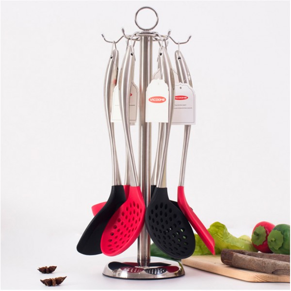 Kitchen Tools Utensil Holder, Metal Kitchen Storage Tool Truner Spoon Rotating Holder Stand with 6 Hooks Kitchen Tools Utensil Holder, Metal Kitchen Storage Tool Truner Spoon Rotating Holder Stand with 6 Hooks