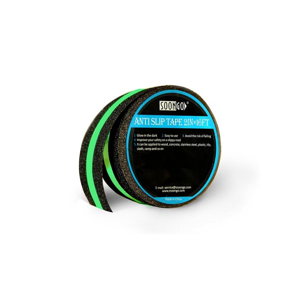 Non Skid Traction Tape Glow in Dark Non-slip Increase Friction Safety Fluorescent Anti Slip Grip Floor Stair Tread Step Anti-slip Skid Tool Black 2”Wide and 16’Long Roll By SOONGO Non Skid Traction Tape Glow in Dark Non-slip Increase Friction Safety Fluorescent Anti Slip Grip Floor Stair Tread Step Anti-slip Skid Tool Black 2”Wide and 16’Long Roll By SOONGO