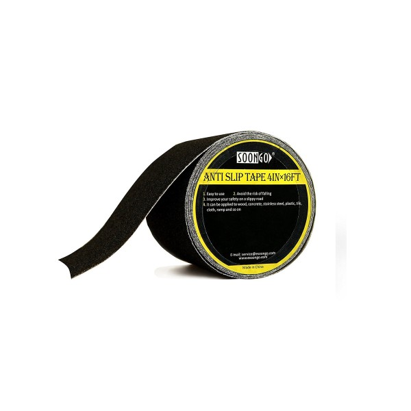 Non Slip Tape 4 Inch x 16 Foot Anti skid Increase Grit Friction Abrasive Strong Adhesive For Stairs Tread Step Floor Indoor Outdoor Black By SOON GO Non Slip Tape 4 Inch x 16 Foot Anti skid Increase Grit Friction Abrasive Strong Adhesive For Stairs Tread Step Floor Indoor Outdoor Black By SOON GO