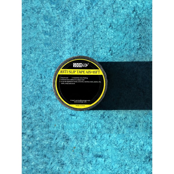 Non Slip Tape 4 Inch x 16 Foot Anti skid Increase Grit Friction Abrasive Strong Adhesive For Stairs Tread Step Floor Indoor Outdoor Black By SOON GO Non Slip Tape 4 Inch x 16 Foot Anti skid Increase Grit Friction Abrasive Strong Adhesive For Stairs Tread Step Floor Indoor Outdoor Black By SOON GO